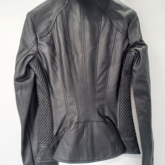 Hooded Scuba Faux-Leather Jacket - Picture 7 of 16